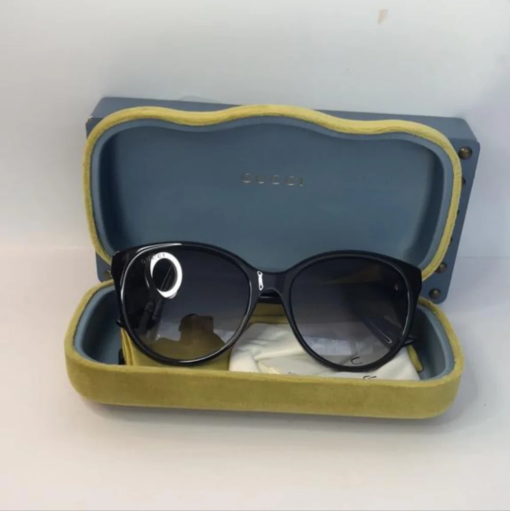 Authentic New Gucci GG0631SShiny Black Round  Sunglasses
